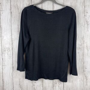 Sadimara Top Women Large Black 100% Silk Sweater Capsule Minimalist Neutral Chic